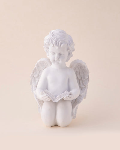 Book Reading Angel Cherub Figurine