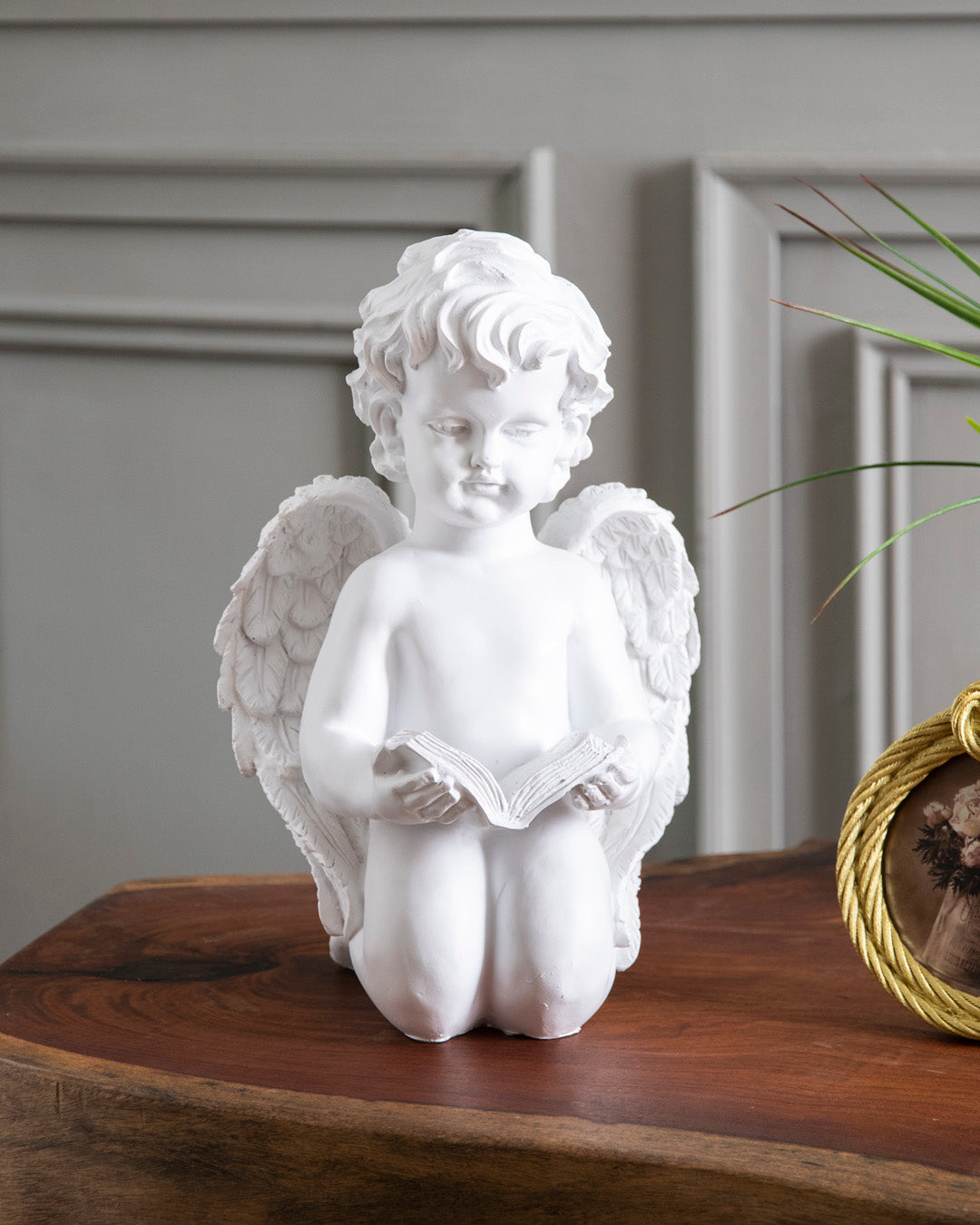 Book Reading Angel Cherub Figurine