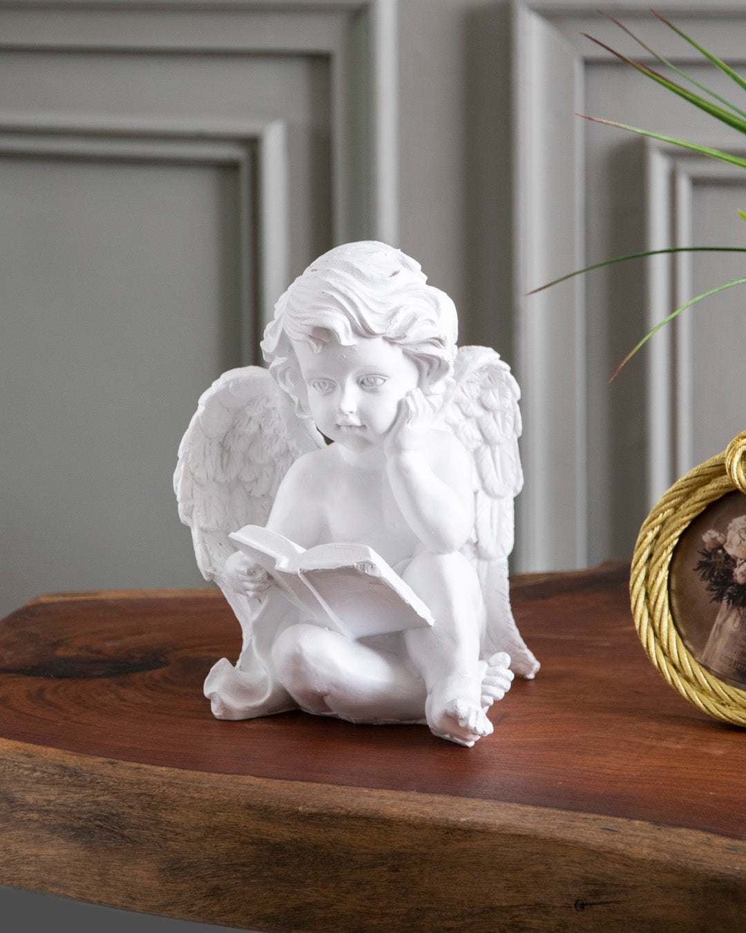 Book Reading Angel Cherub Figurine