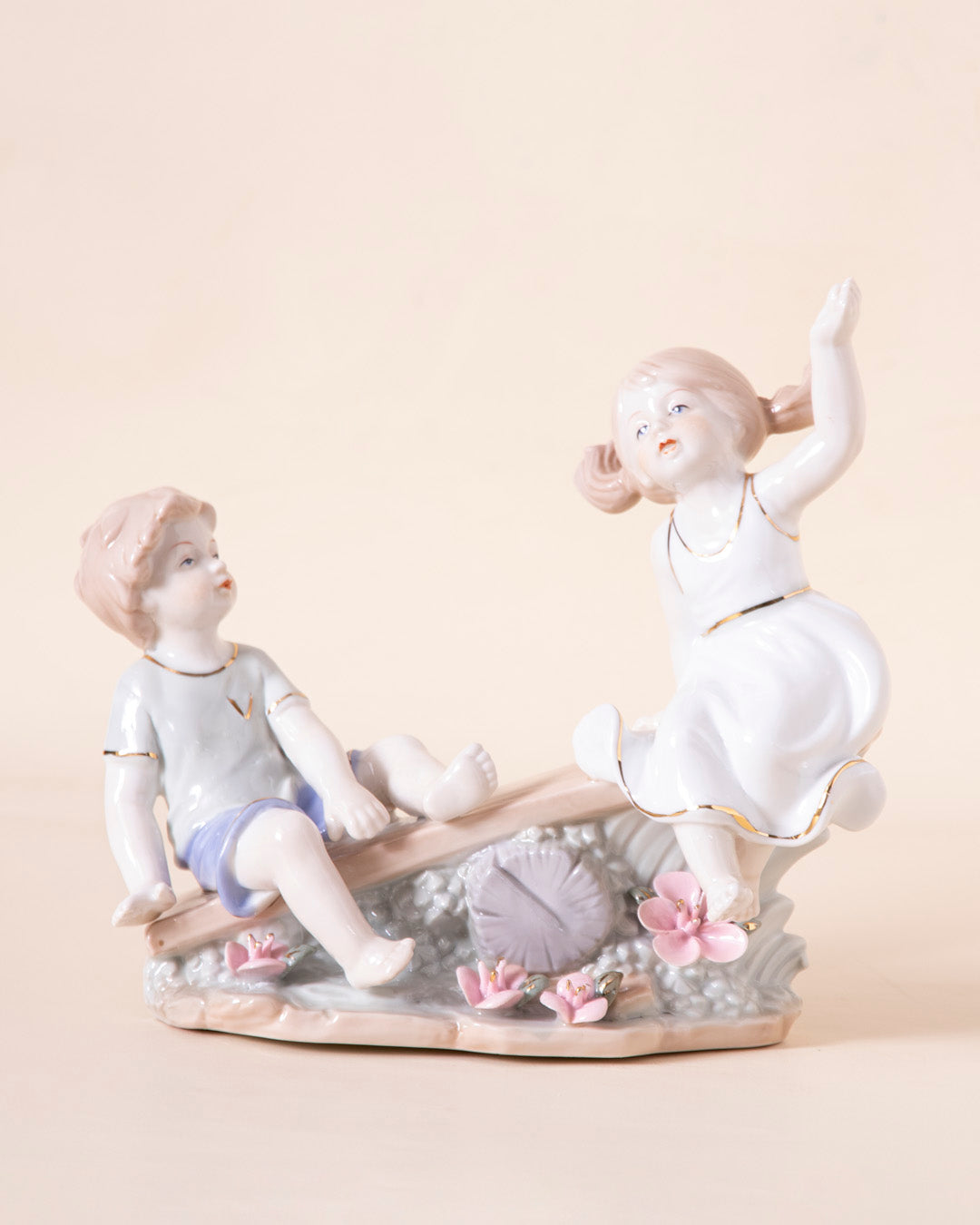 Play Seesaw - Fine Porcelain Figurine
