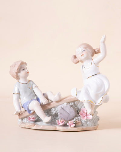 Play Seesaw - Fine Porcelain Figurine