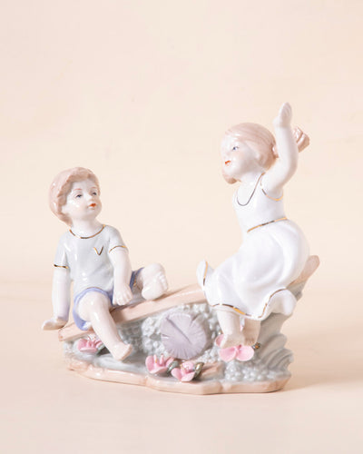 Play Seesaw - Fine Porcelain Figurine