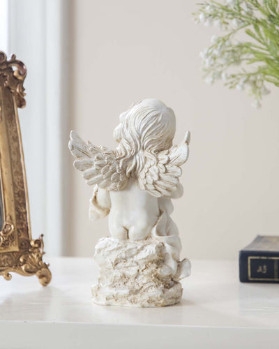 Playing Harp Angel Cherub Figurine
