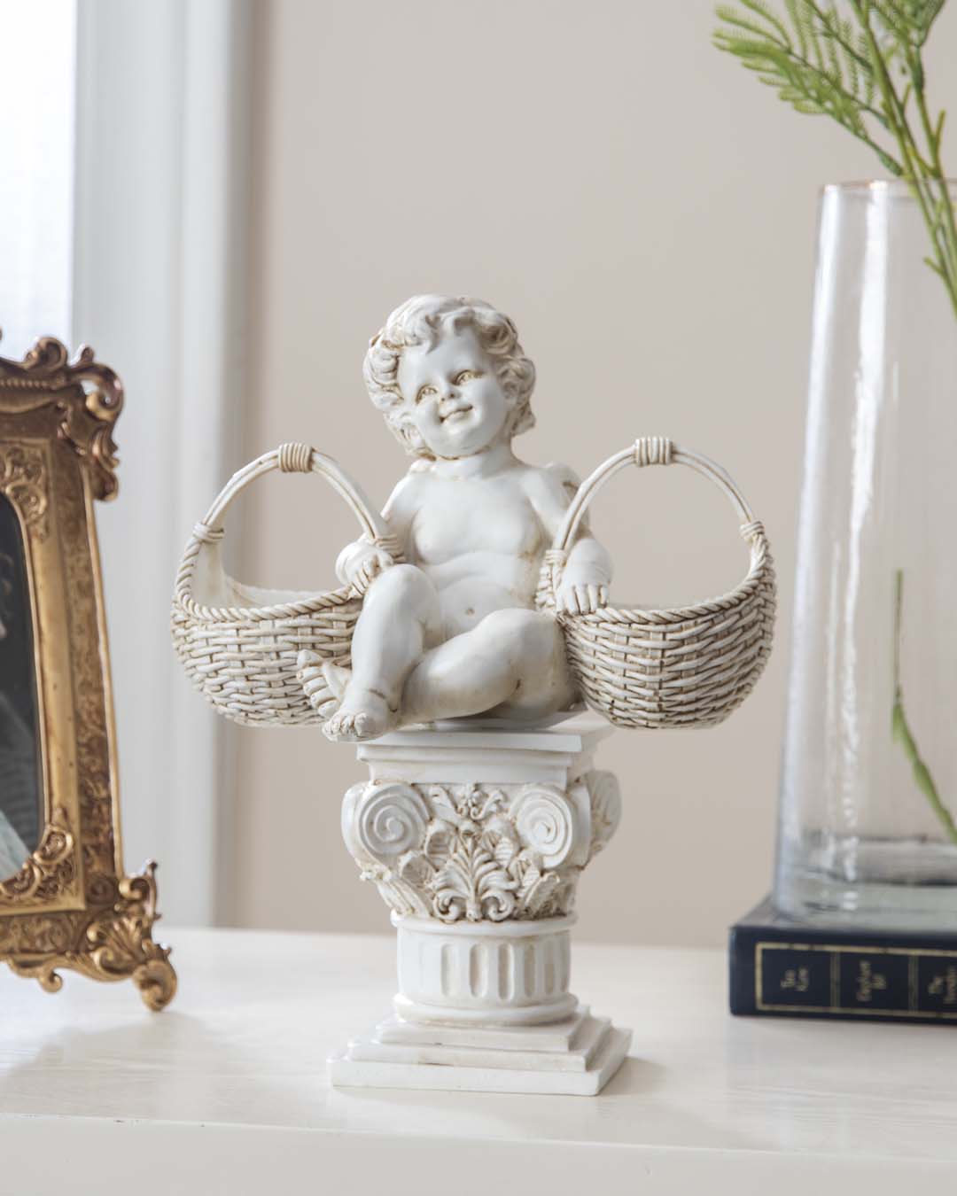 Basket of Treats Angel Cherub Figurine