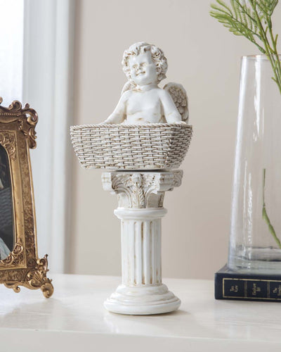 Toscano Basket Angel Cherub Figurine