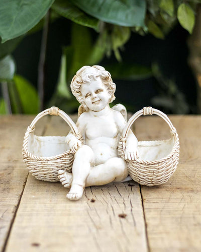 Basket of Treats Angel Cherub Figurine