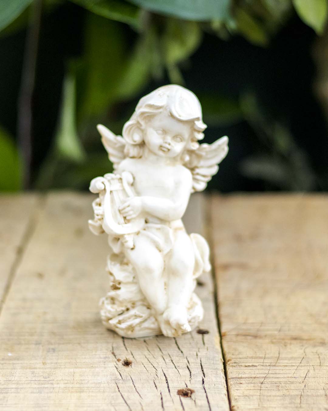 Playing Harp Angel Cherub Figurine