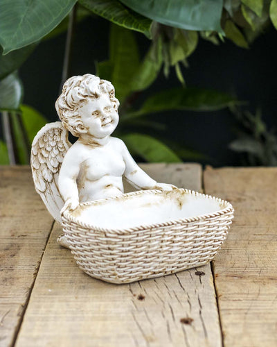 Toscano Basket Angel Cherub Figurine
