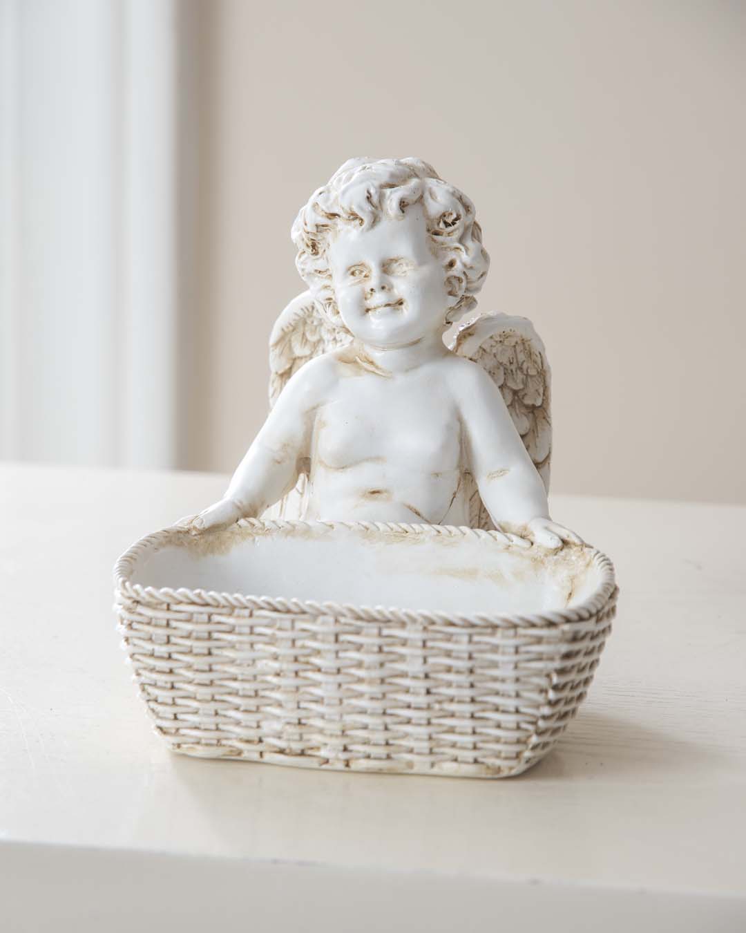 Toscano Basket Angel Cherub Figurine