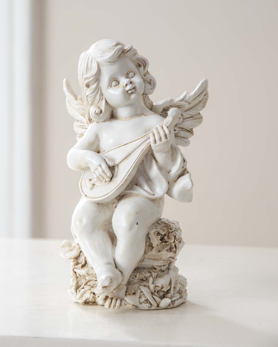 Playing Harp Angel Cherub Figurine