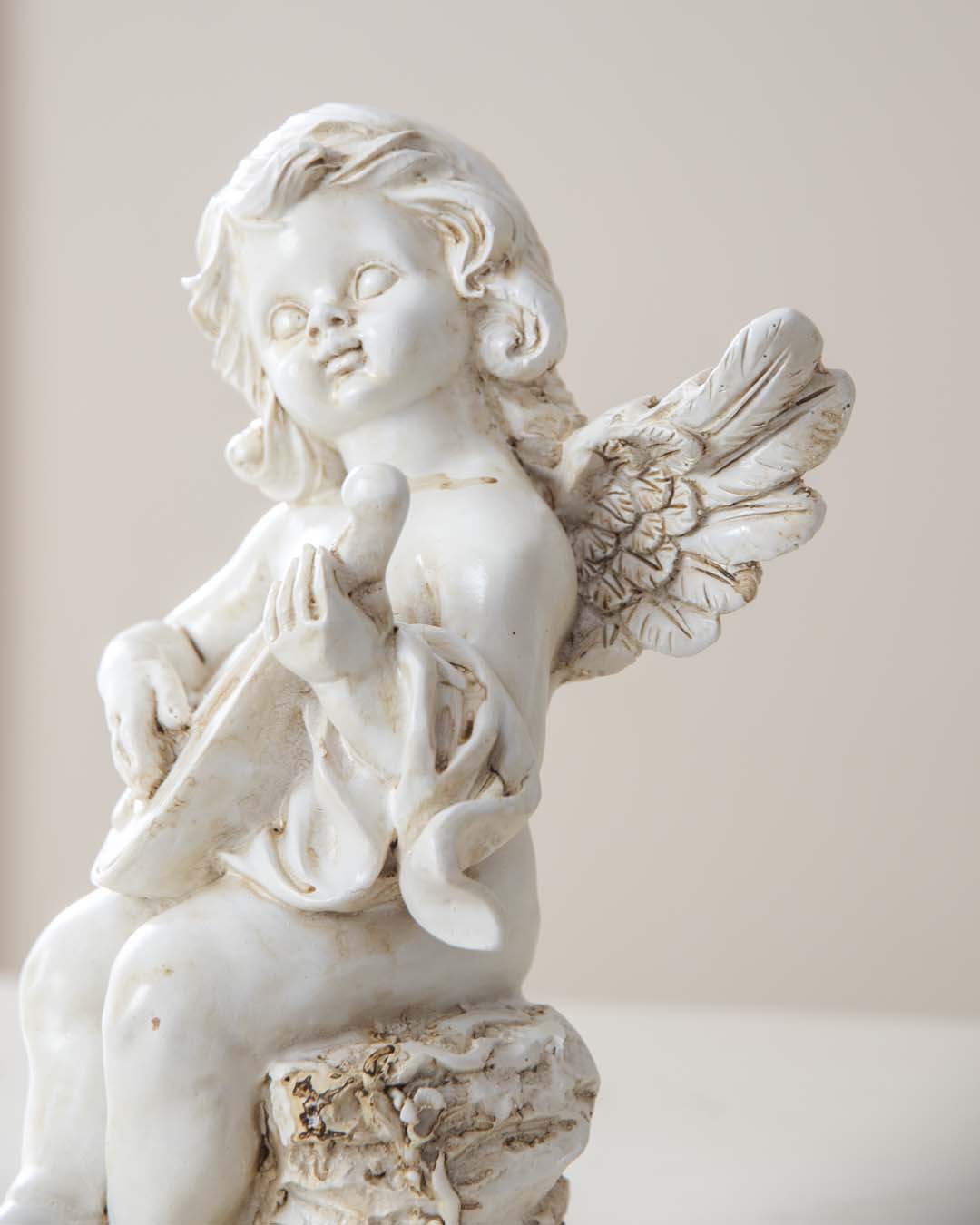 Playing Harp Angel Cherub Figurine