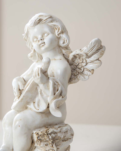 Playing Harp Angel Cherub Figurine