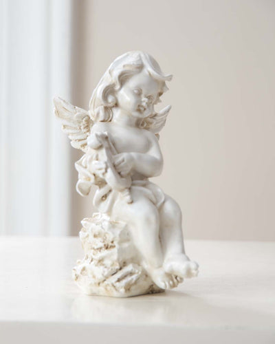 Playing Harp Angel Cherub Figurine