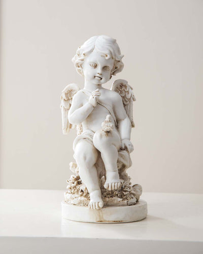 Playing Bird Angel Cherub Figurine