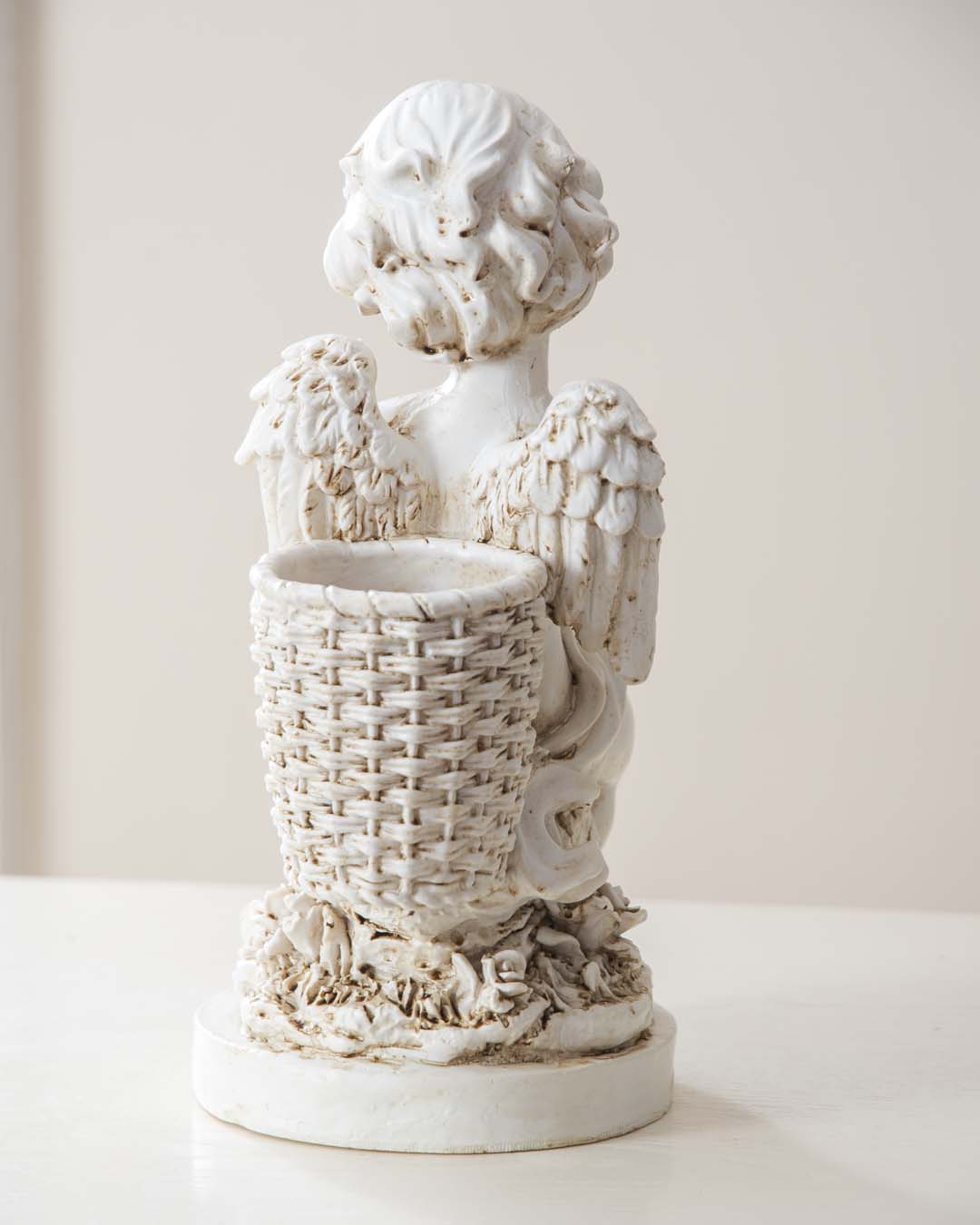 Playing Bird Angel Cherub Figurine