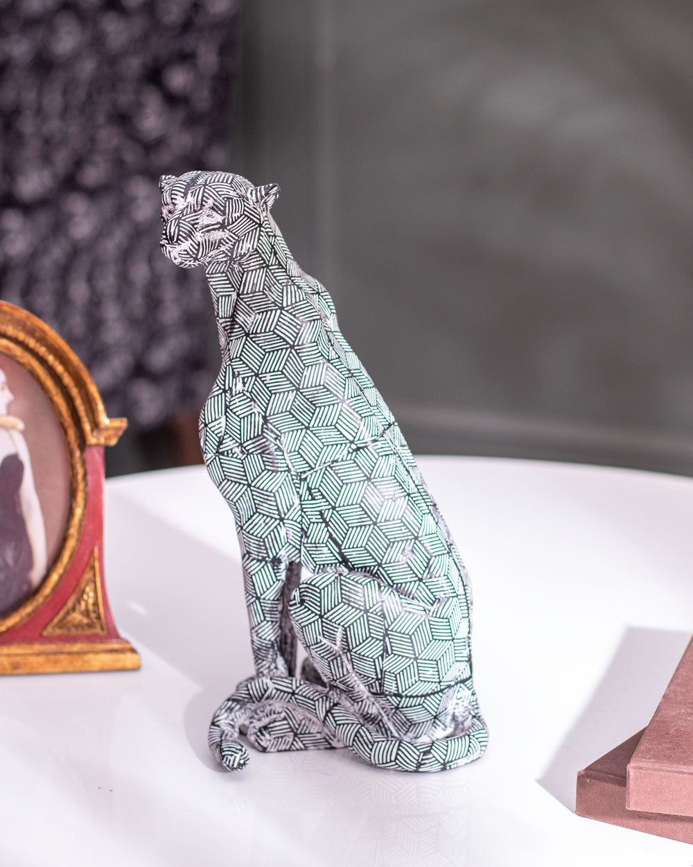 Abstract Polygonal Geometric Leopard Figurine