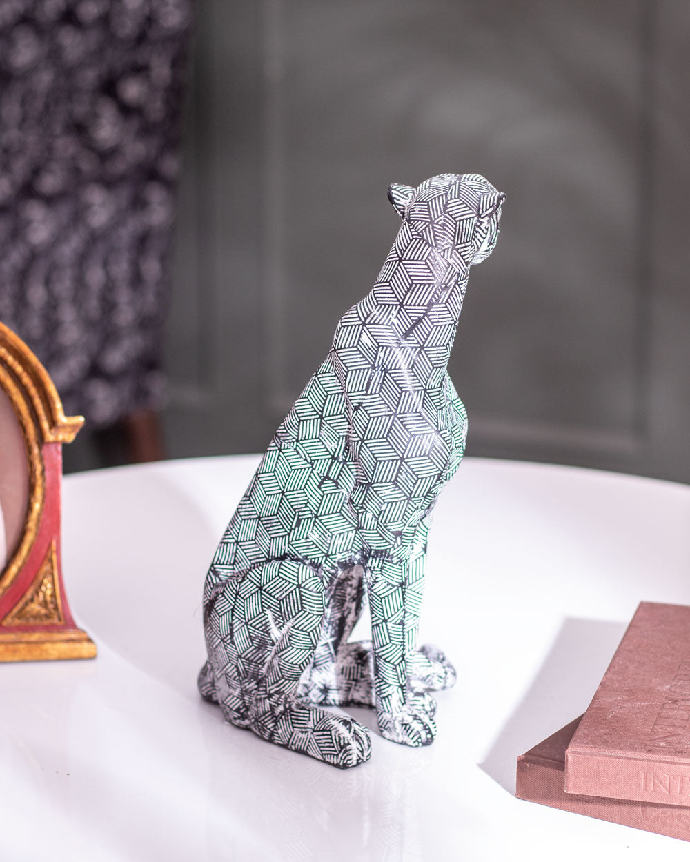 Abstract Polygonal Geometric Leopard Figurine