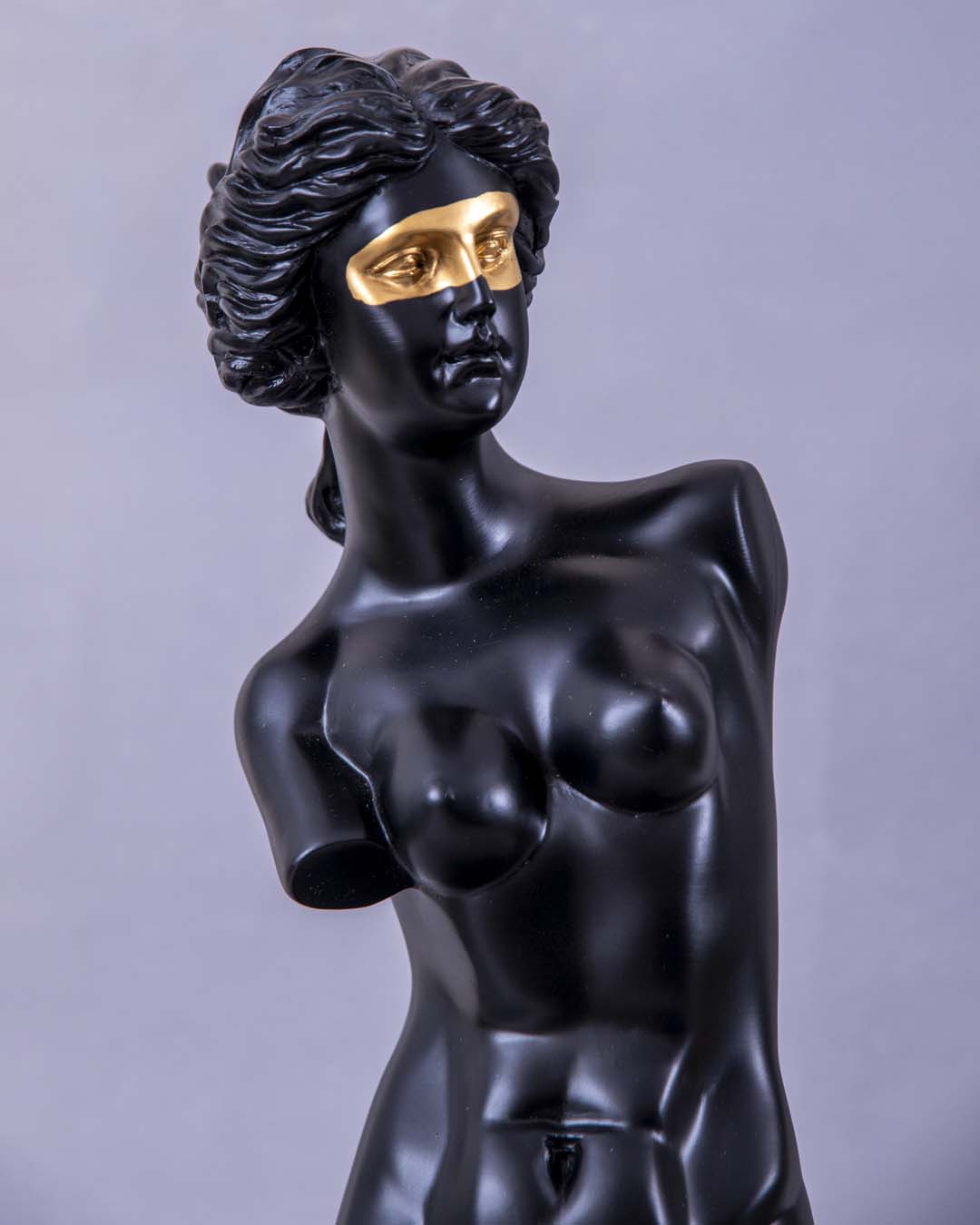 Venus de Milo Bust on Glass Cube - Black