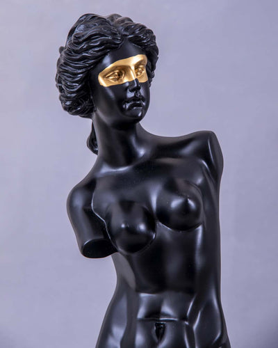 Venus de Milo Bust on Glass Cube - Black
