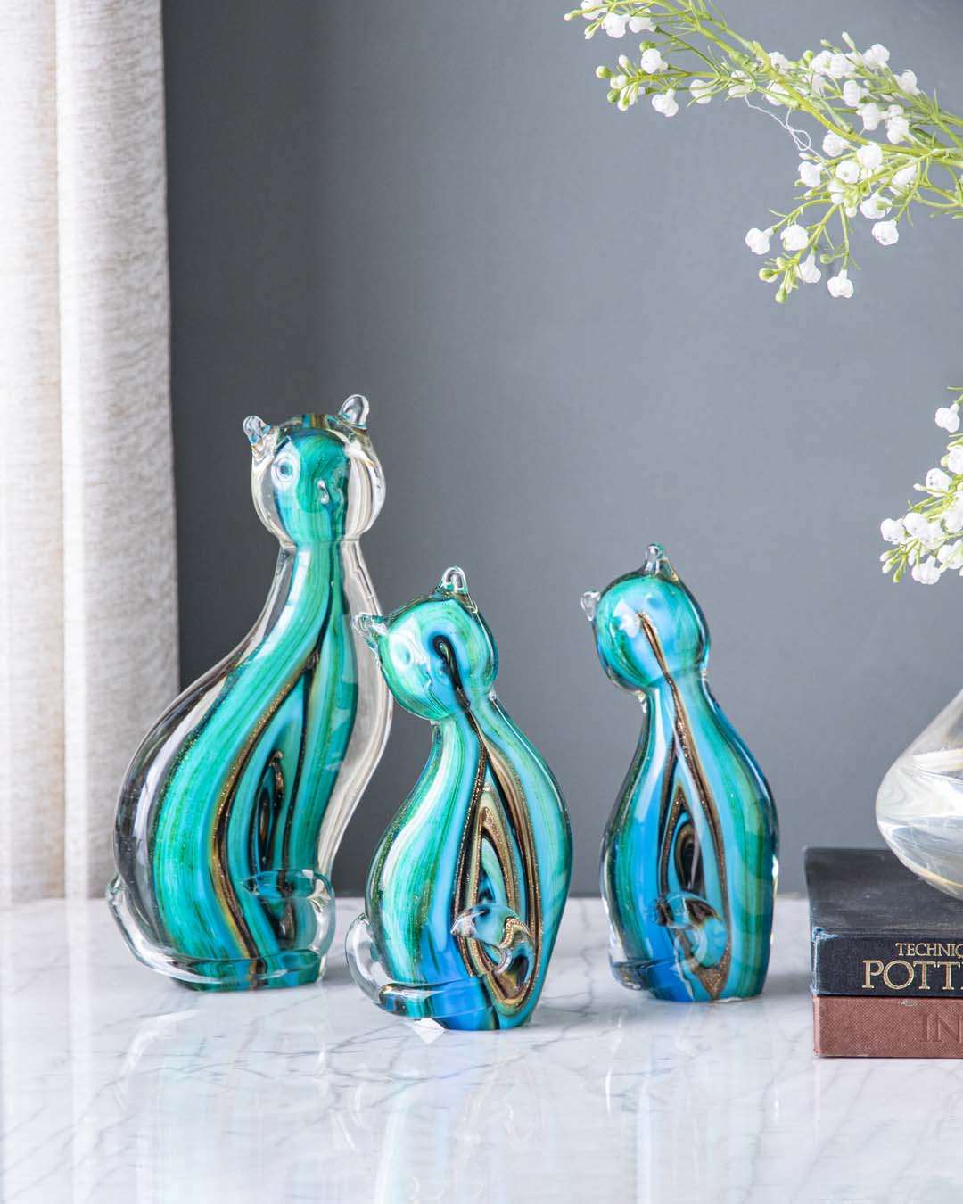 Colorful Cat Glass Figurine - Small