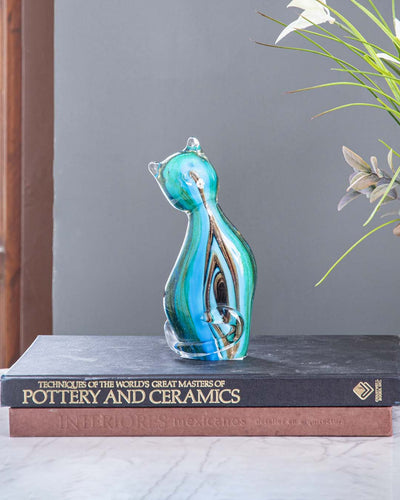 Colorful Cat Glass Figurine - Small