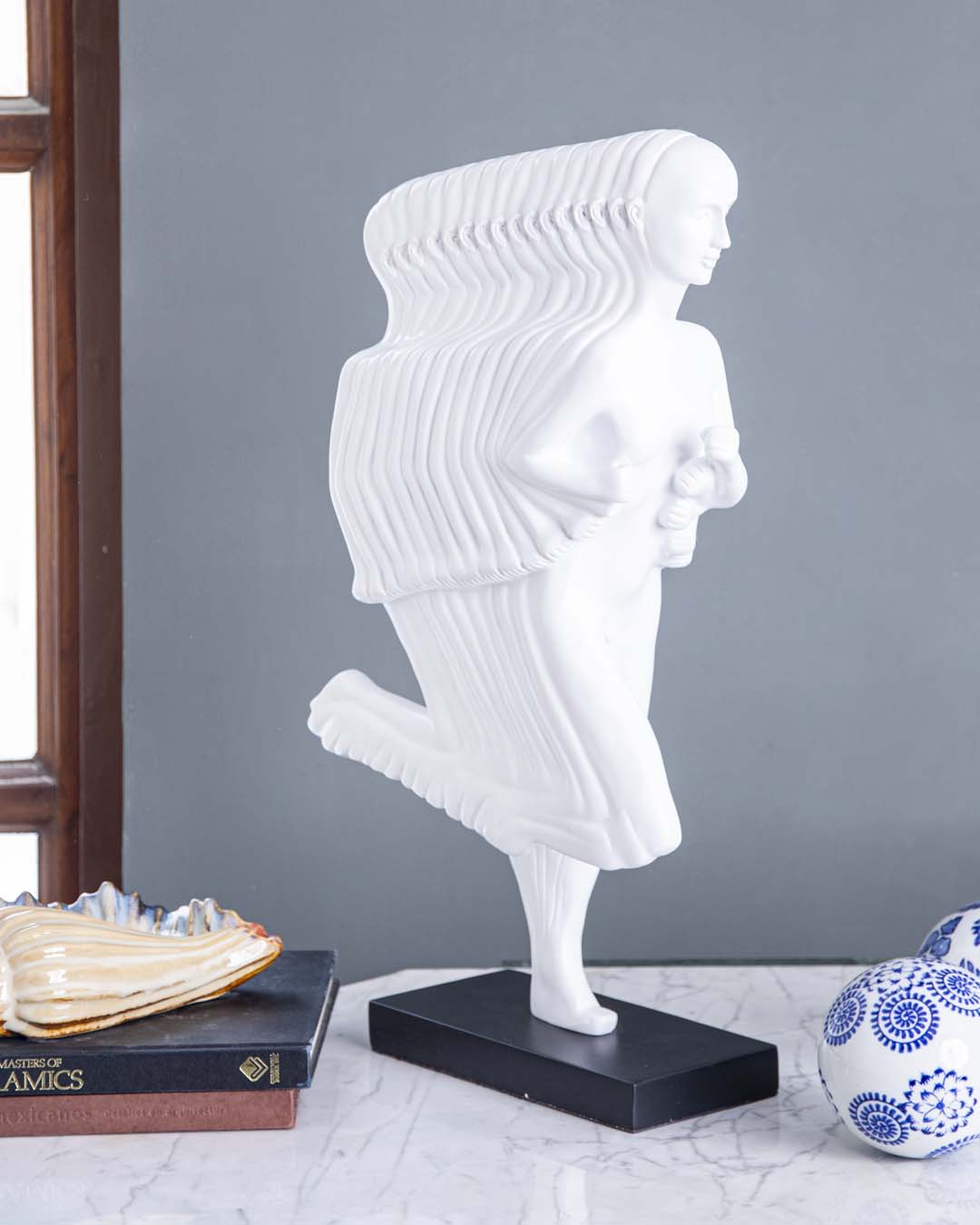 Running Girl Statue - White