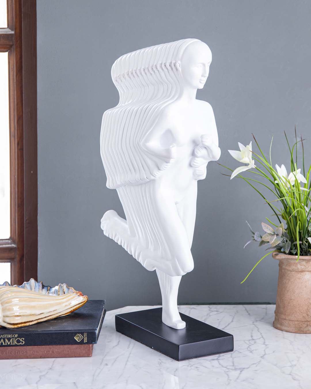 Running Girl Statue - White