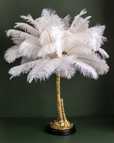 Palm Tree Ostrich Decorative Feather Table Lamp
