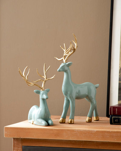 Aqua Serenity Deer Table Clock - Set Of 3