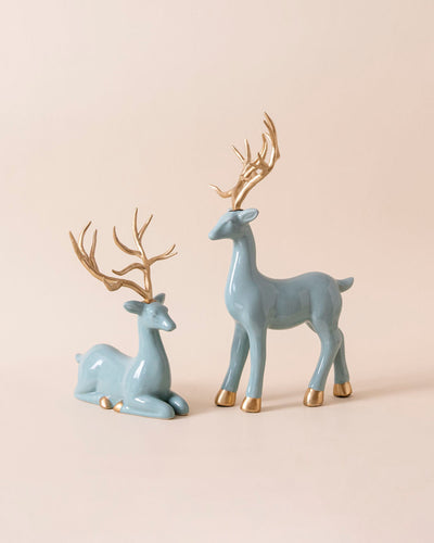 Aqua Serenity Deer Table Clock - Set Of 3