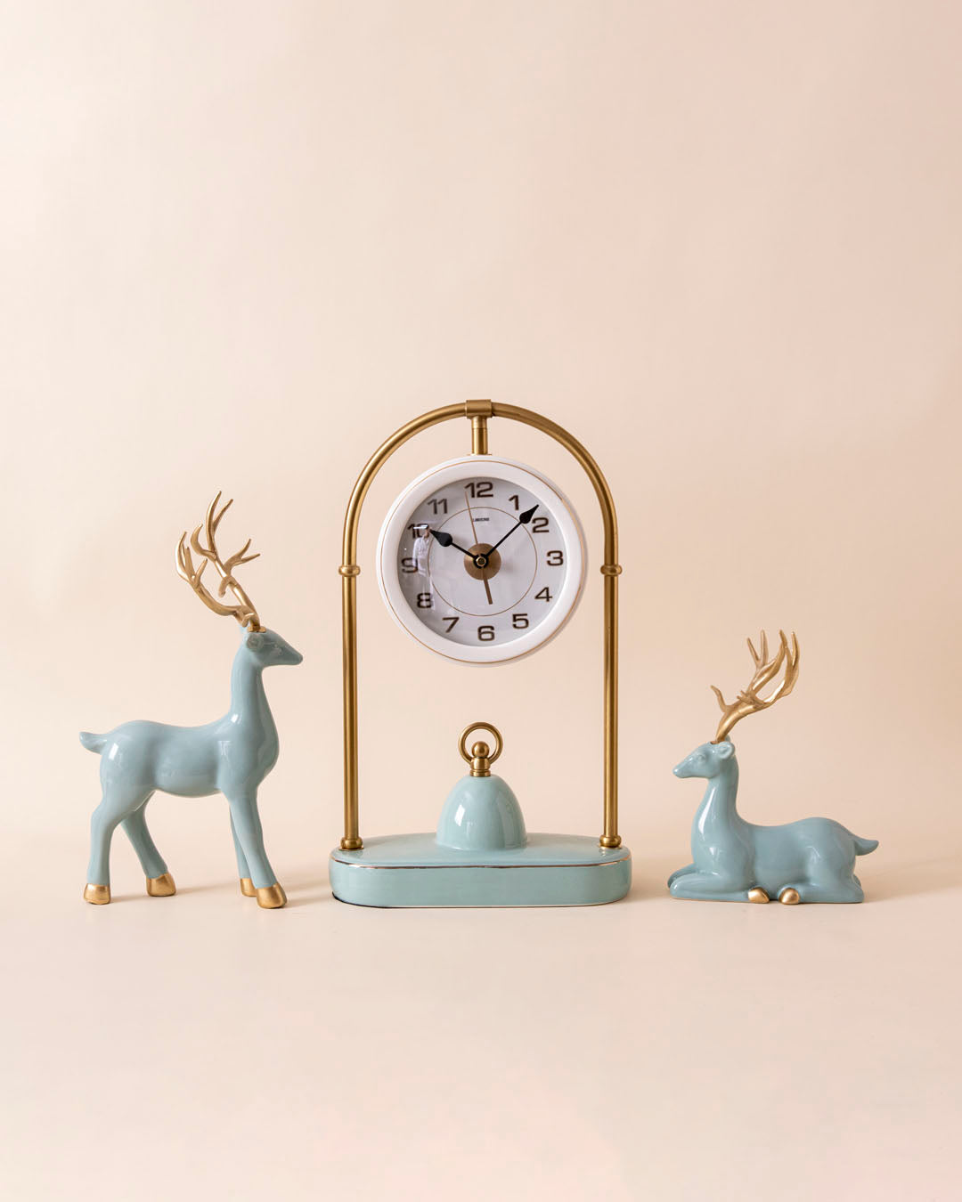 Aqua Serenity Deer Table Clock - Set Of 3