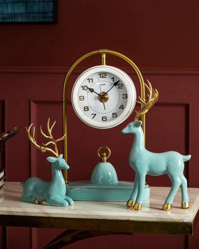 Aqua Serenity Deer Table Clock - Set Of 3