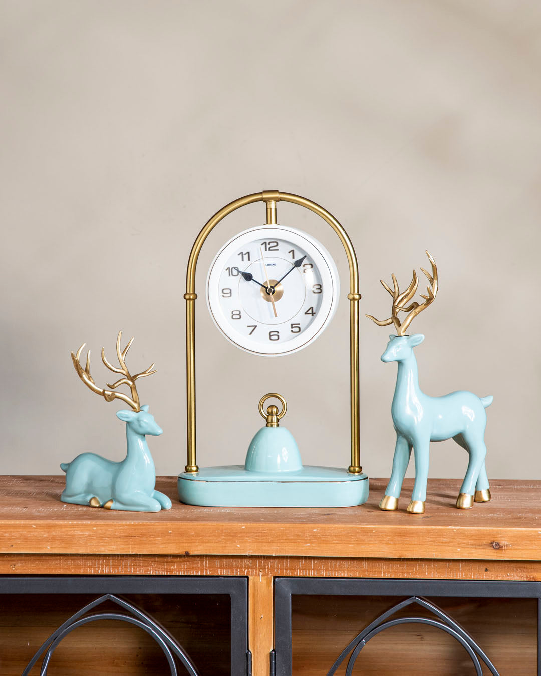Aqua Serenity Deer Table Clock - Set Of 3