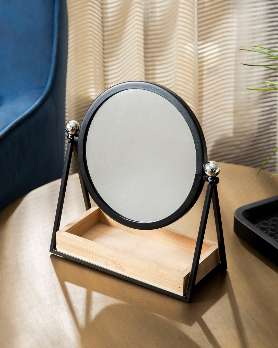Modern Tabletop Vanity Mirror With Storage Tray