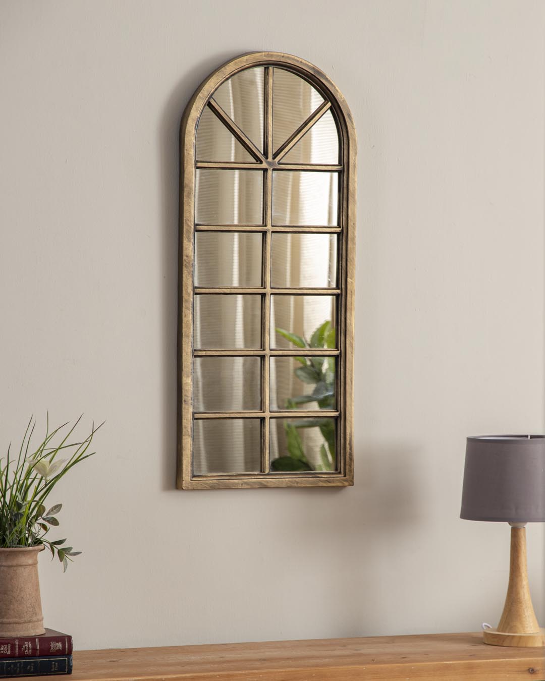 Tall Arched Windowpane Mirror