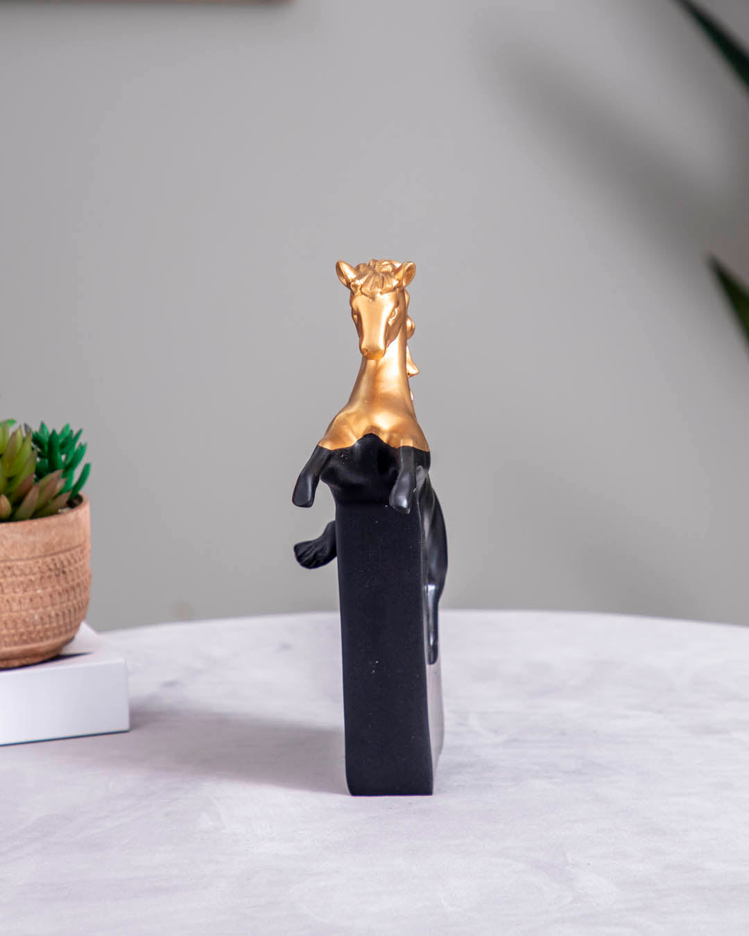 'Galloping Grace' Gold & Black Horse Figurine