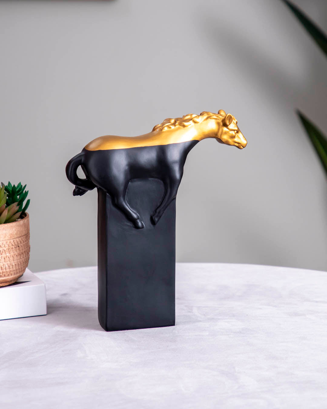 'Galloping Grace' Gold & Black Horse Figurine