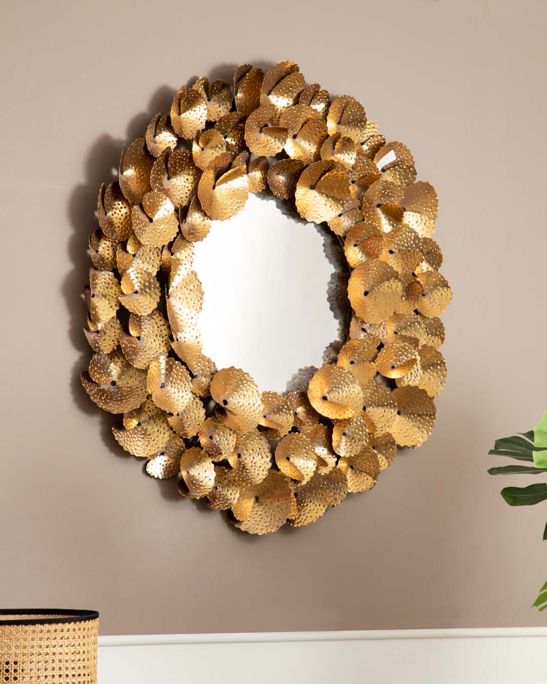 'Nature's Shine' Metal Leaf-Embellished Mirror