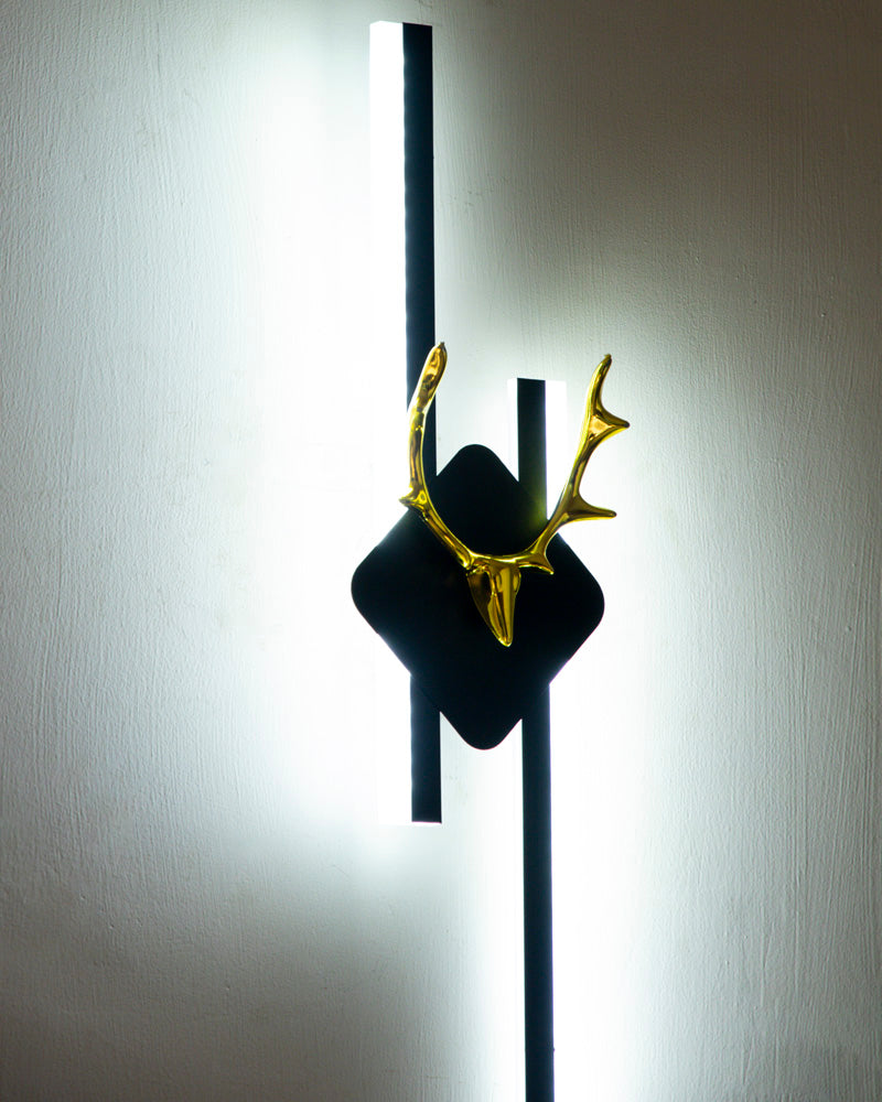 Golden Antler Deer Head Wall Light