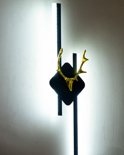 Golden Antler Deer Head Wall Light