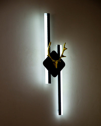 Golden Antler Deer Head Wall Light