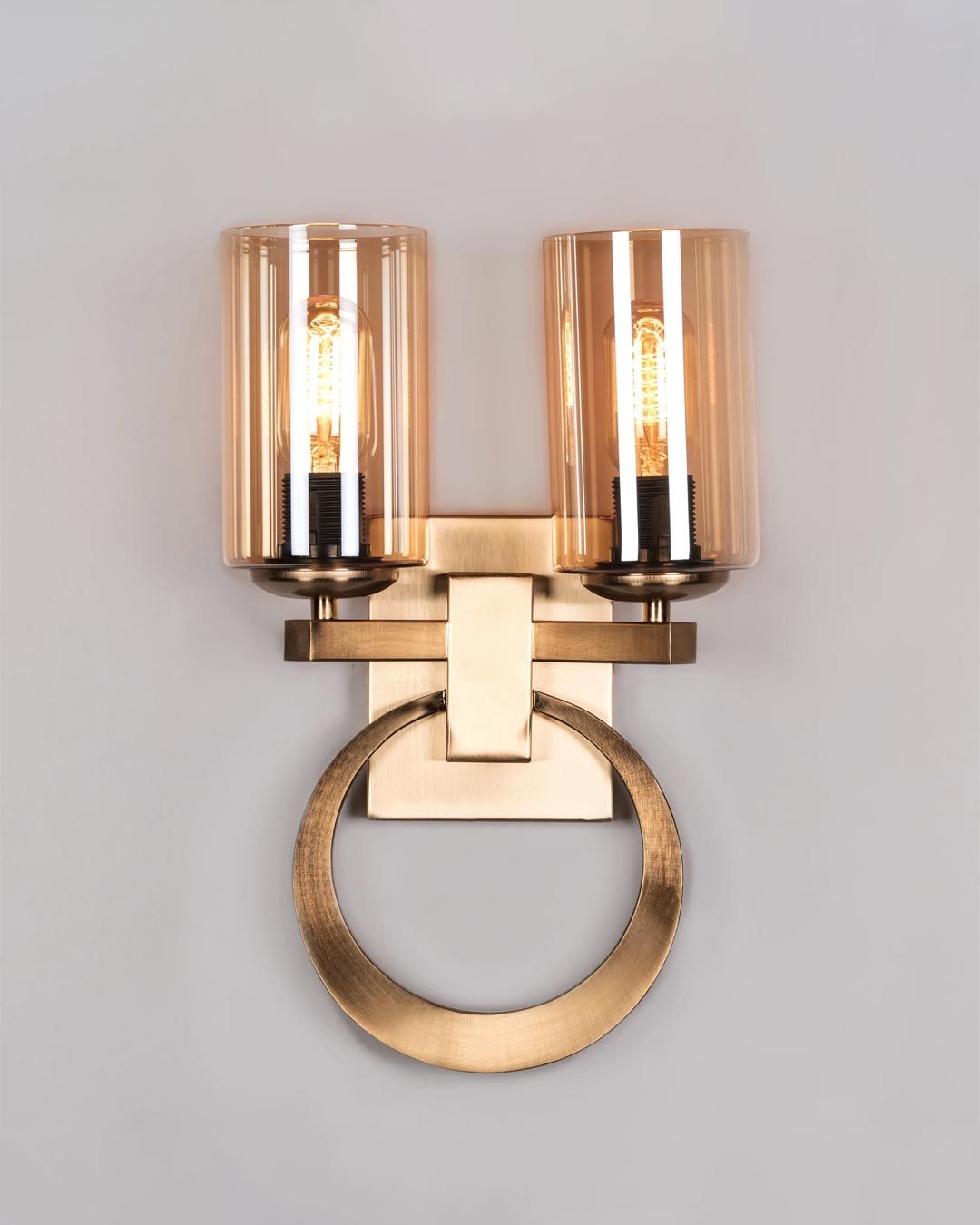 Dual Amber Glass Ring Wall Sconce