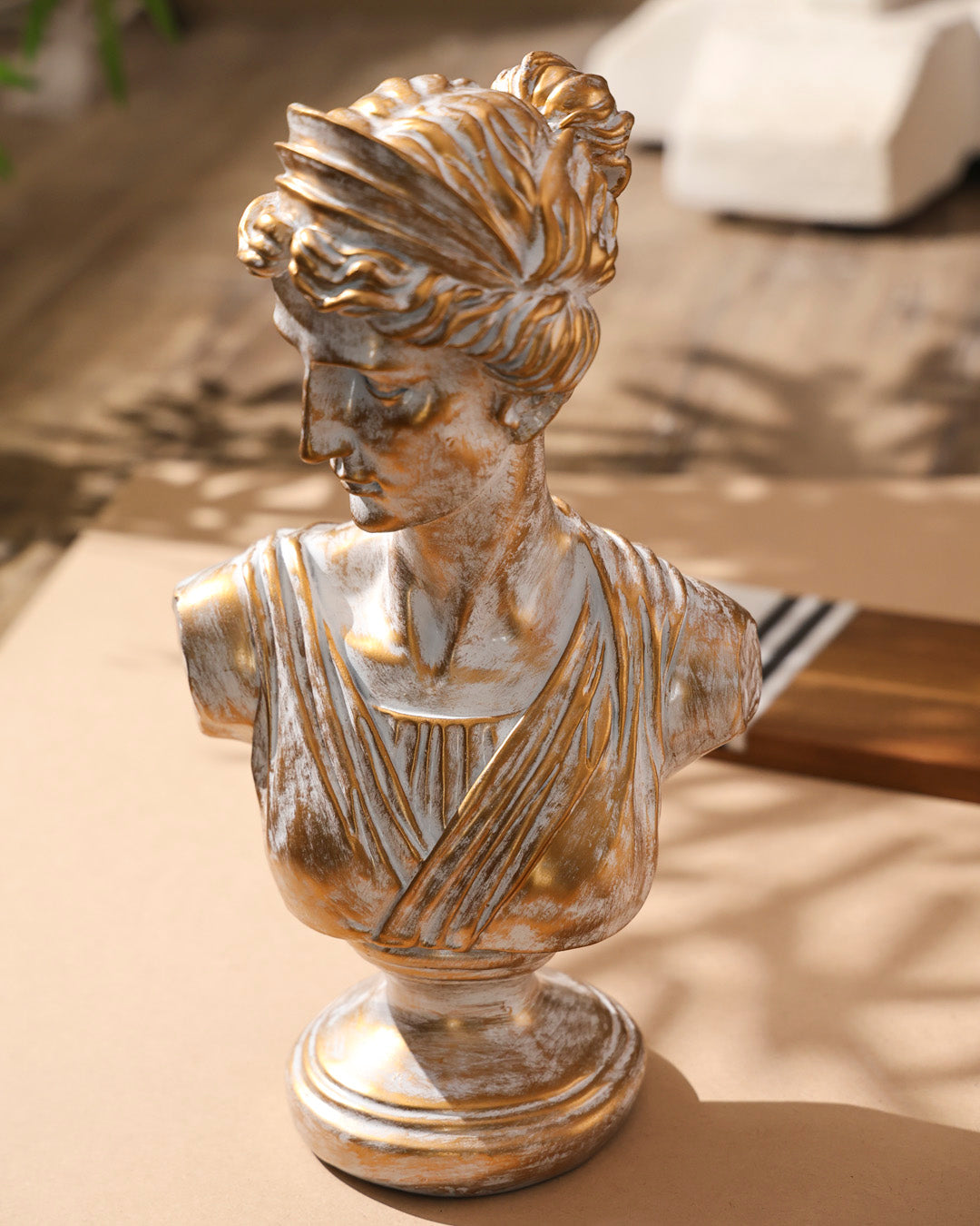 Timeworn Diana Bust Sculpture - White