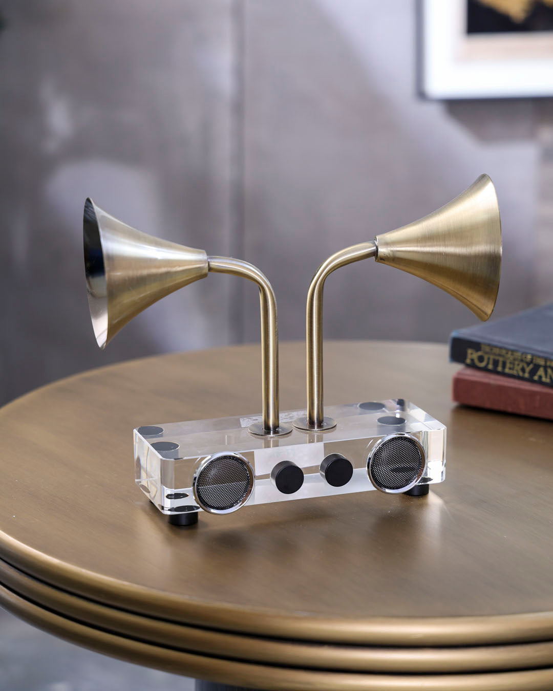 Twin Horn Crystal Radio Decorative Accent