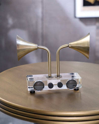Twin Horn Crystal Radio Decorative Accent