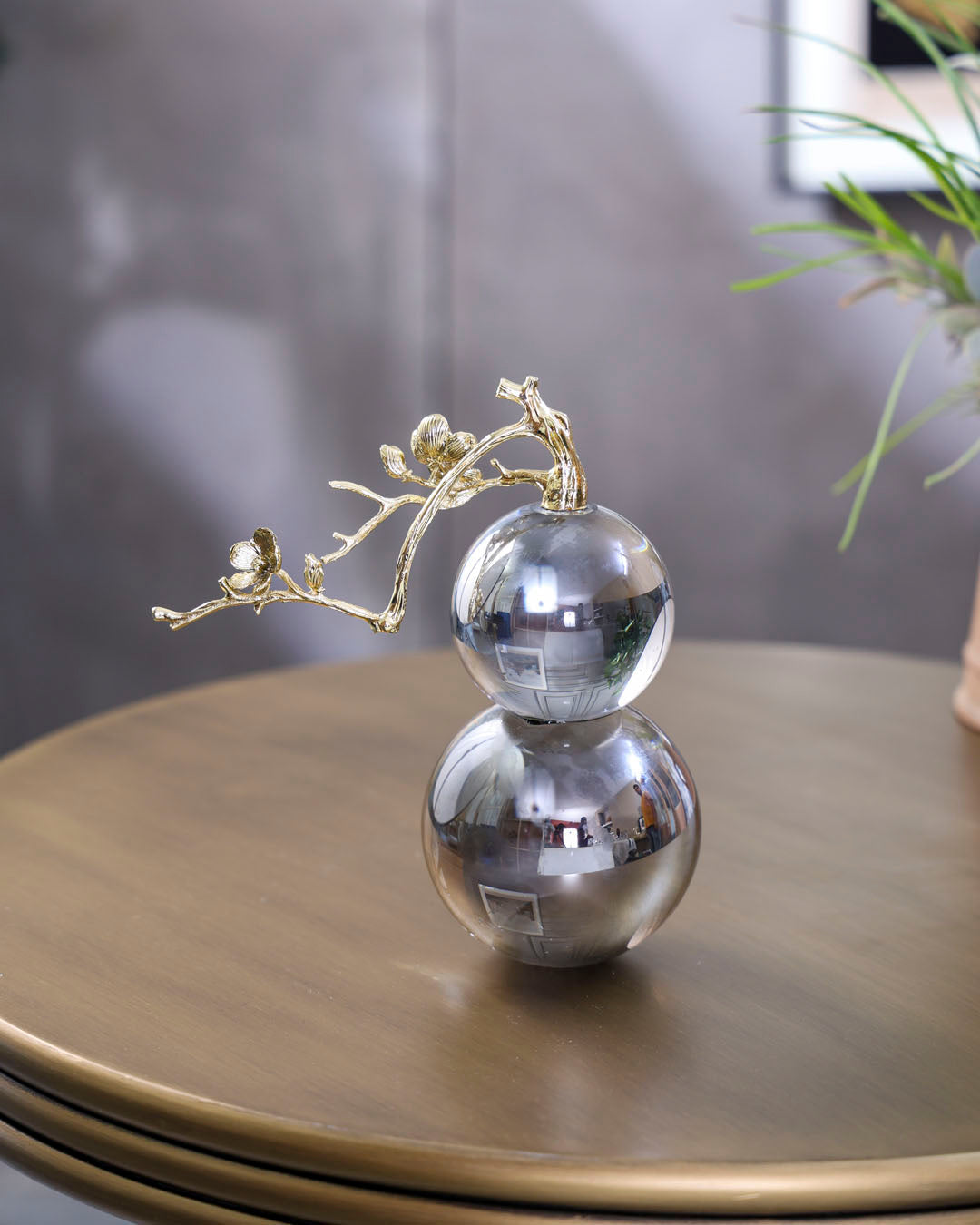 Crystal Sphere With Gold Branch Tabletop Accent
