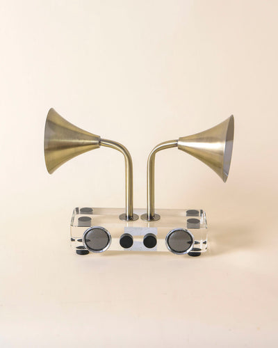 Twin Horn Crystal Radio Decorative Accent