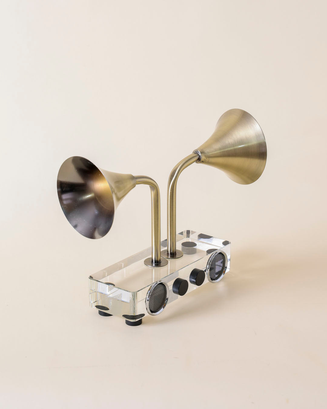Twin Horn Crystal Radio Decorative Accent