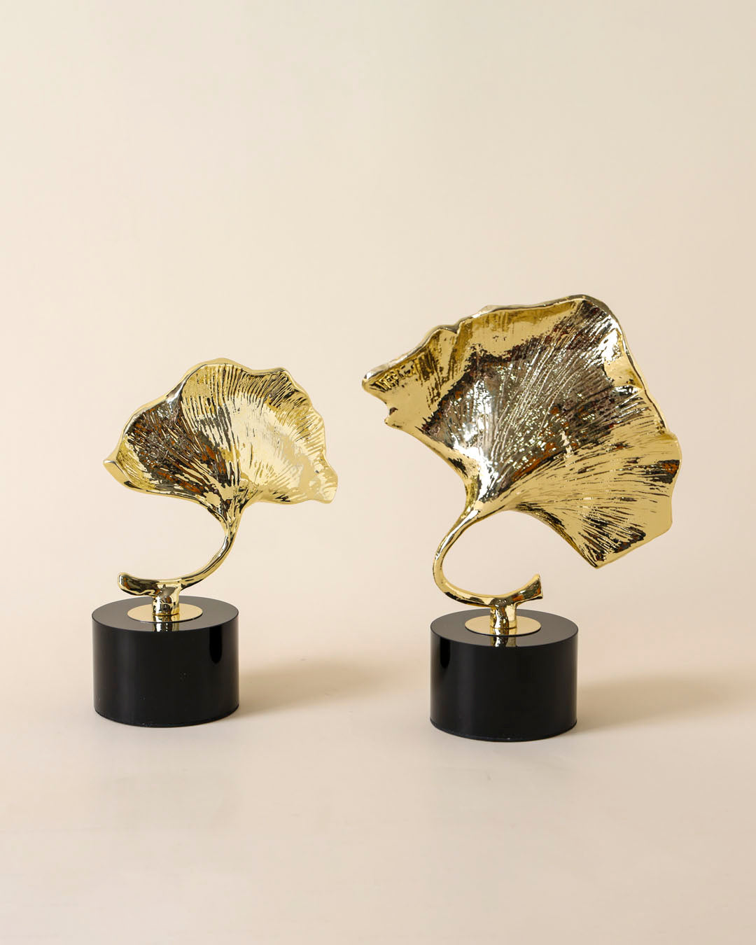 Golden Ginkgo Leaf Decorative Accent - Set of 2