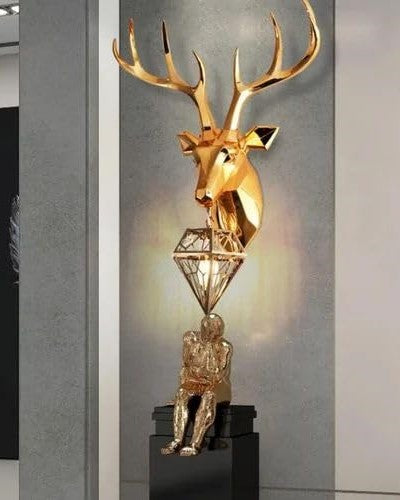 Golden Geometric Deer Wall Light